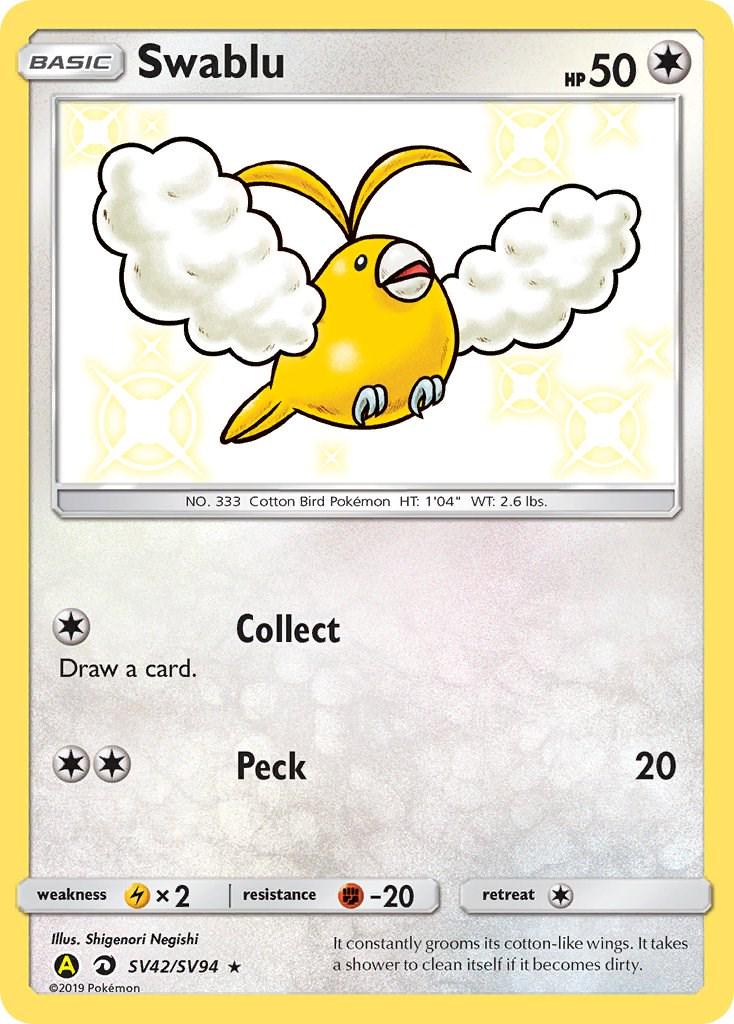 Hidden Fates Swablu Pokémon card